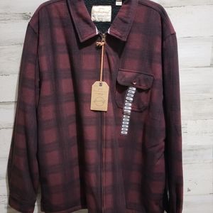 Sherpa-Lined Plaid Shirt Jacket